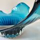Large blue blown glass fruit bowl