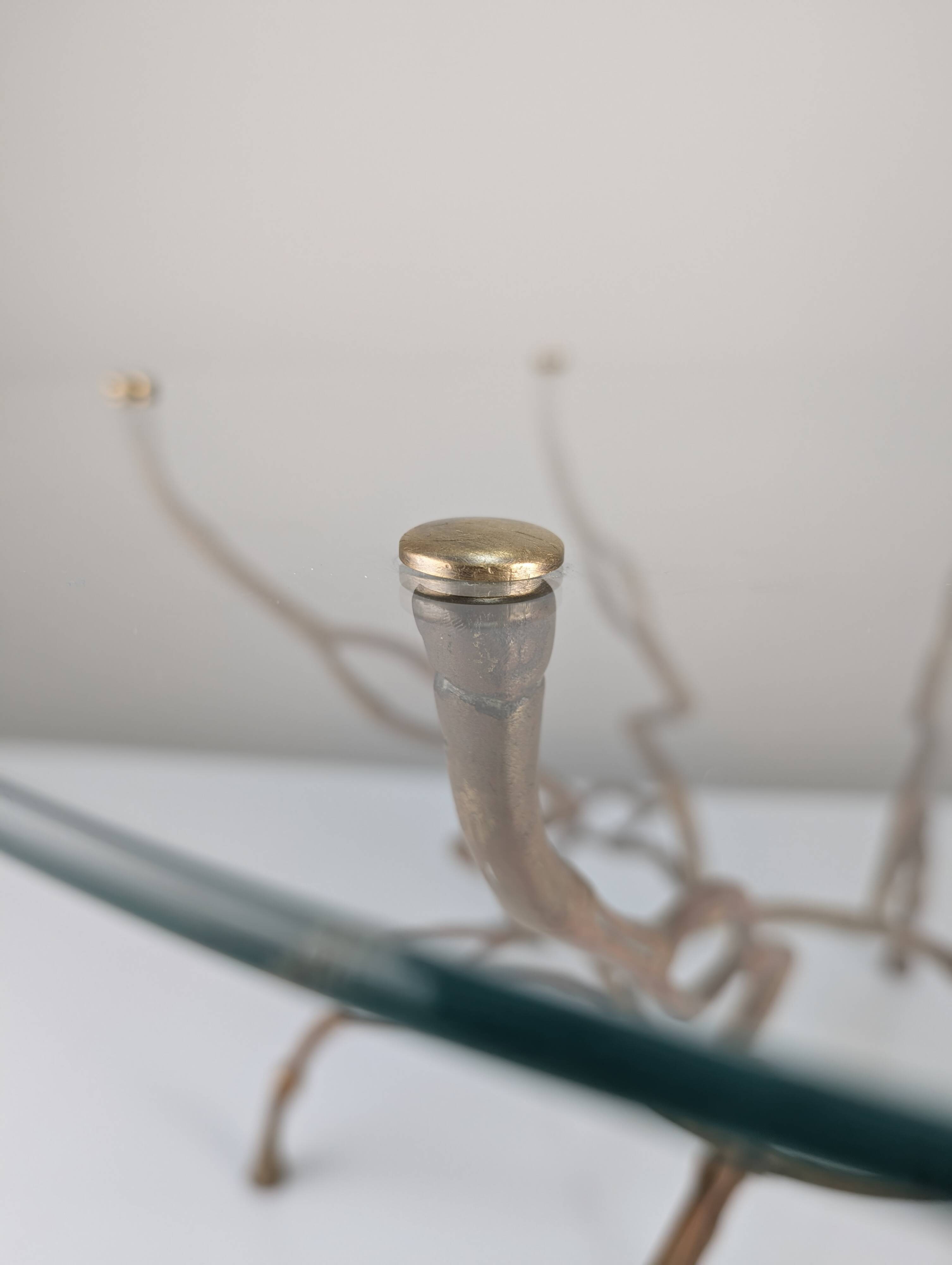 Zigzag Bronze Faux Bamboo Hollywood Regency Coffee Table, 1960s