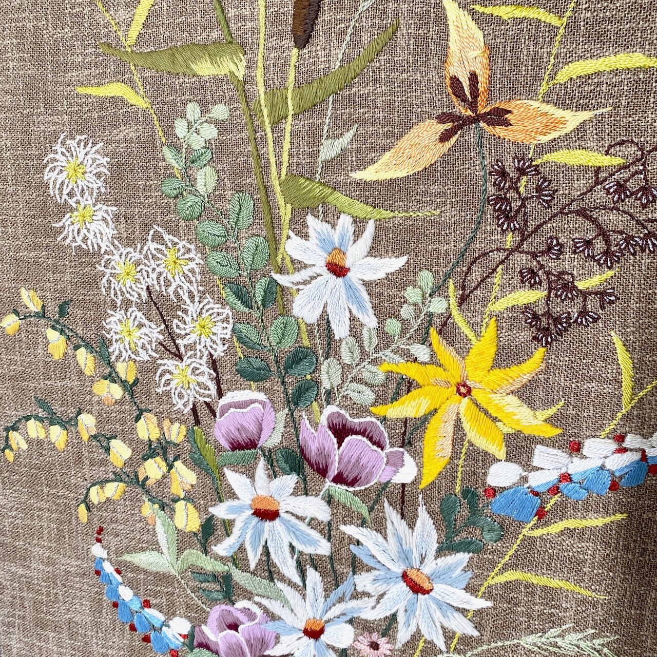 MCM needlepoint wall art - wild flower bouquet