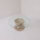 Italian "Flower" Coffee Table in Travertine With Facet-cut Round Plate, 1980s