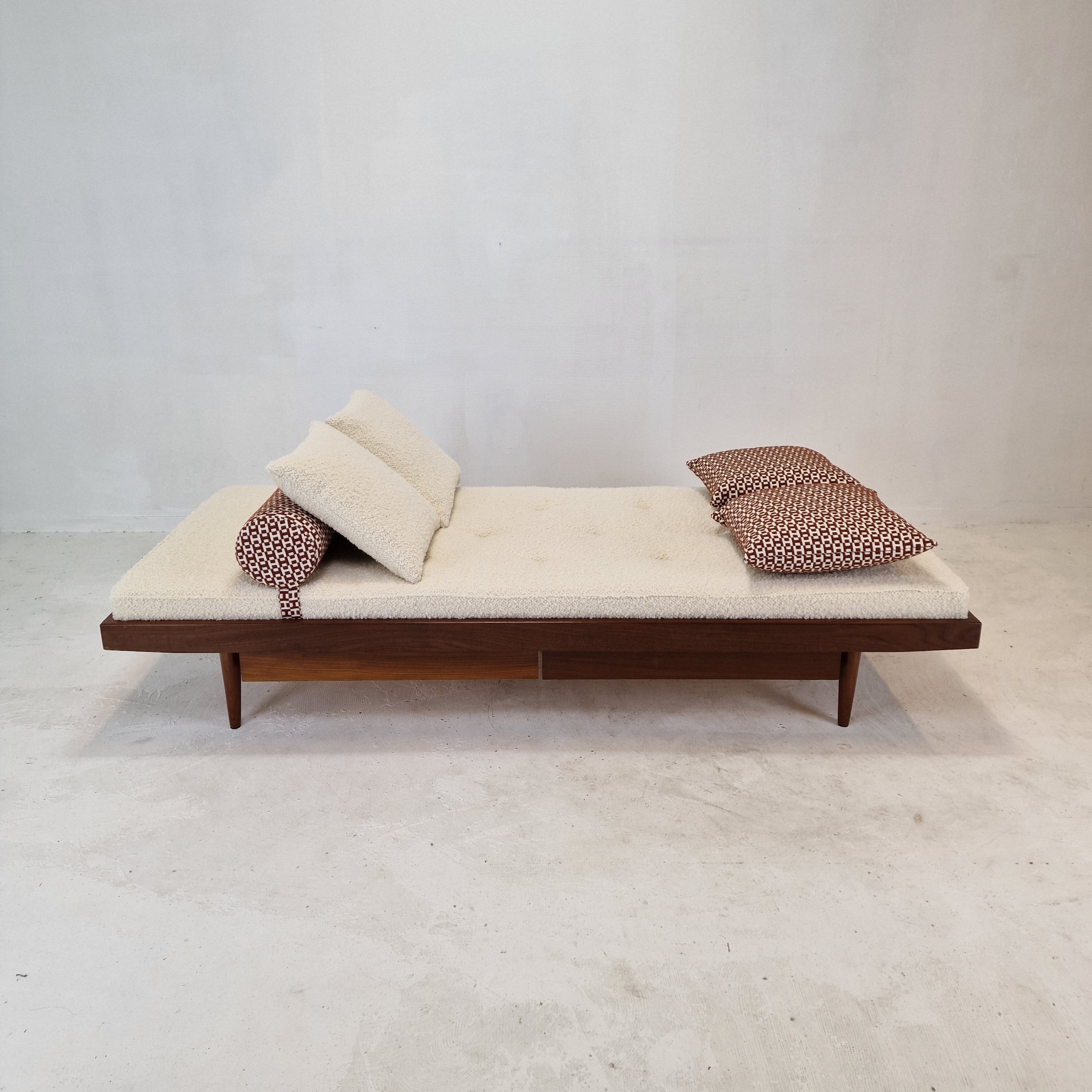 Teak Daybed with Hermes Cushions and Bolster, 1960s