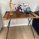 Vintage folding desk in wood and metal – 1960s
