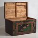 Antique oriental trunk with lotus flower paintings (c.1900) #11