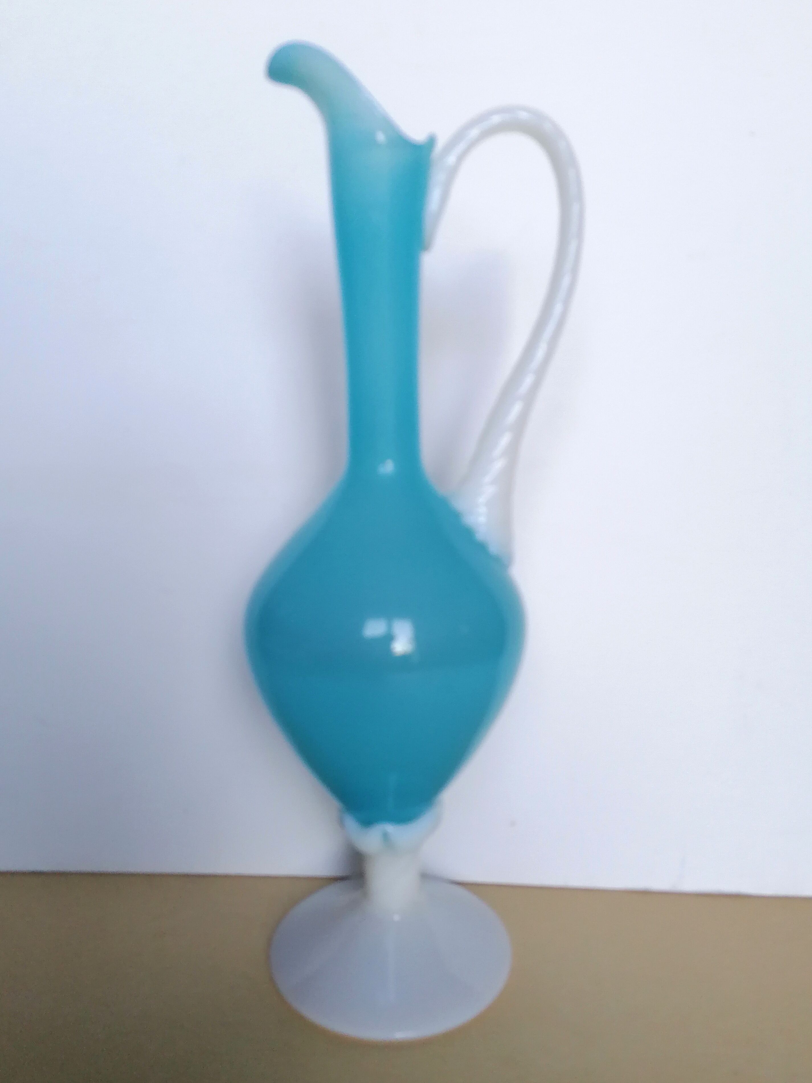 Blue opaline ewer or vase