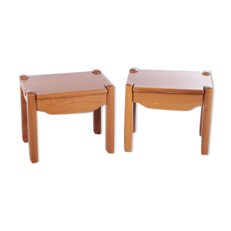 Brutalisctic Set of heavy bedside tables with drawer, 1970 France