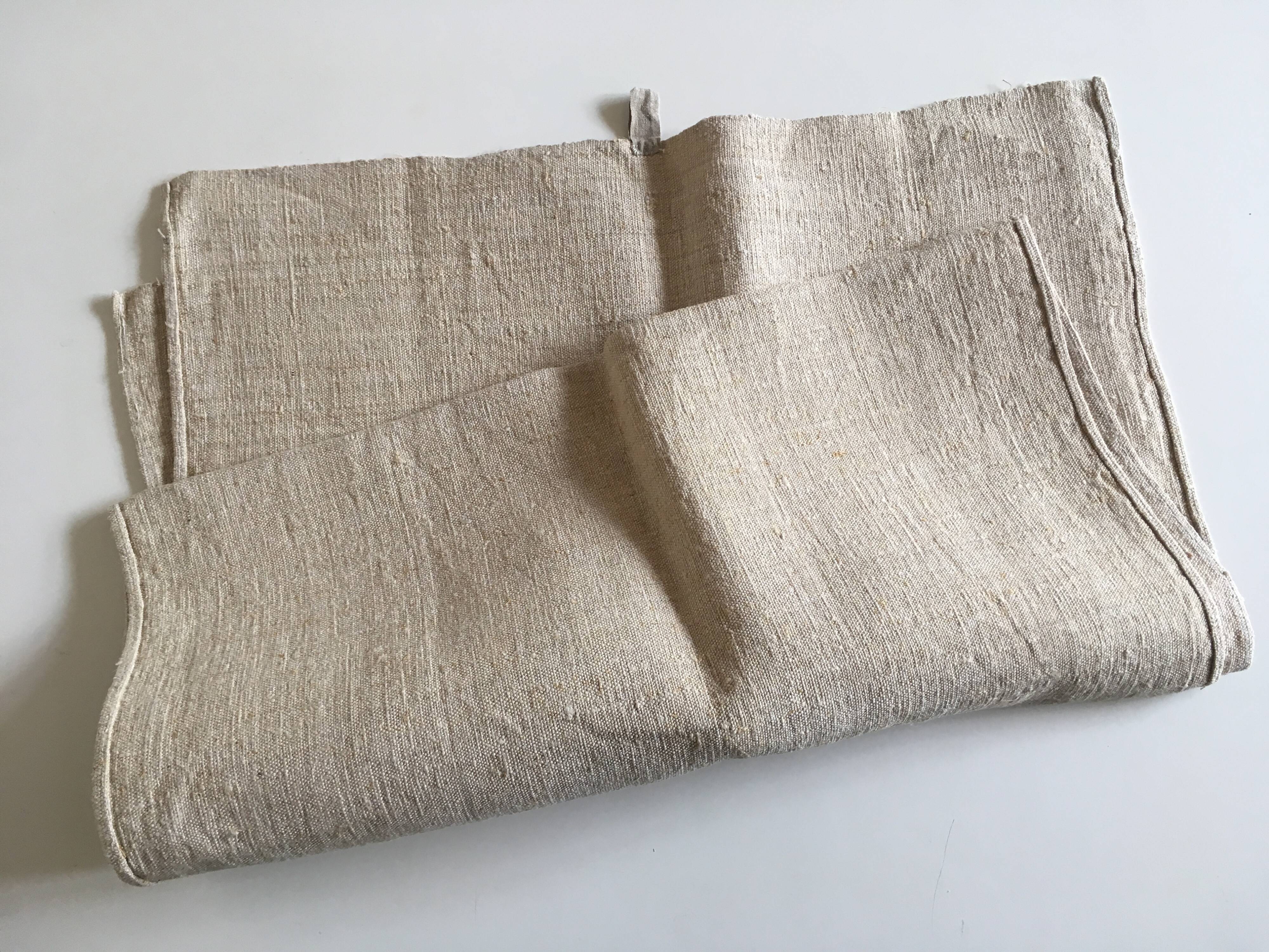 Raw hemp cloth table 19th L120cm