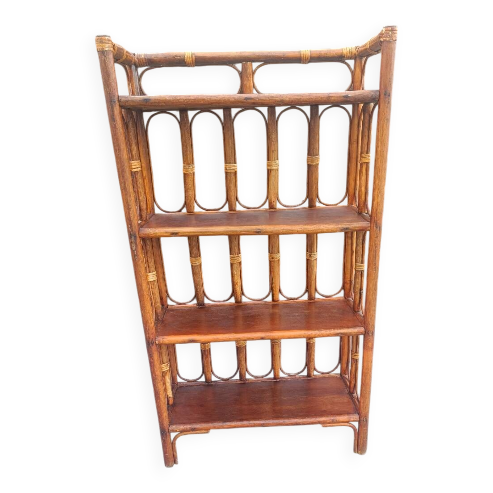 Four-tier rattan shelf