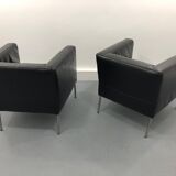 Fauteuils cuir noir années 1980