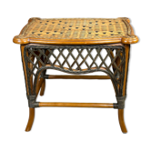 Table d'appoint en bambou et rotin tressé vintage 1960