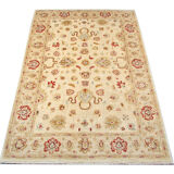 Handmade cream wool ziegler carpet traditional floral area rug- 128x190cm