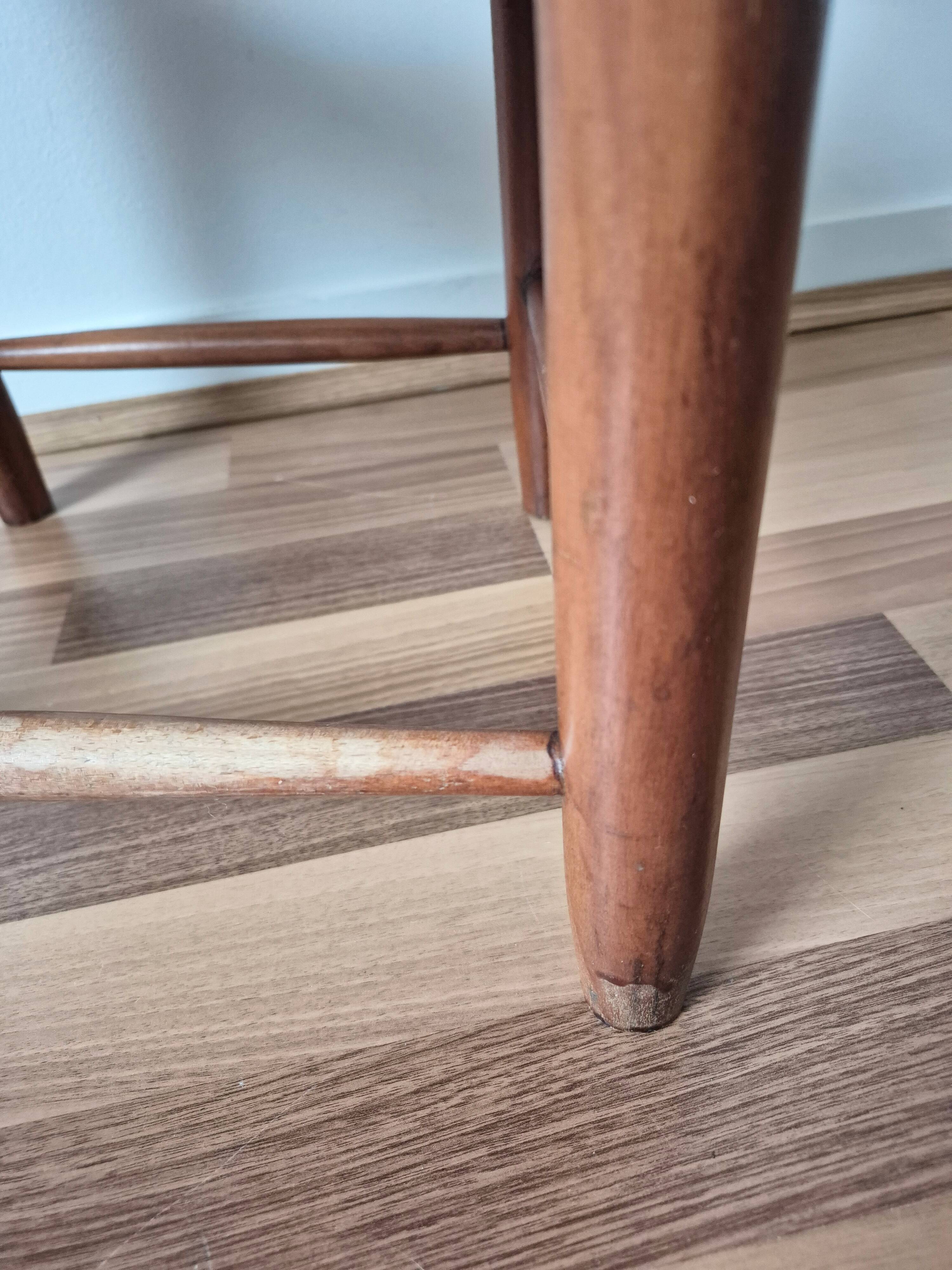 Vintage wooden and straw children's armchair