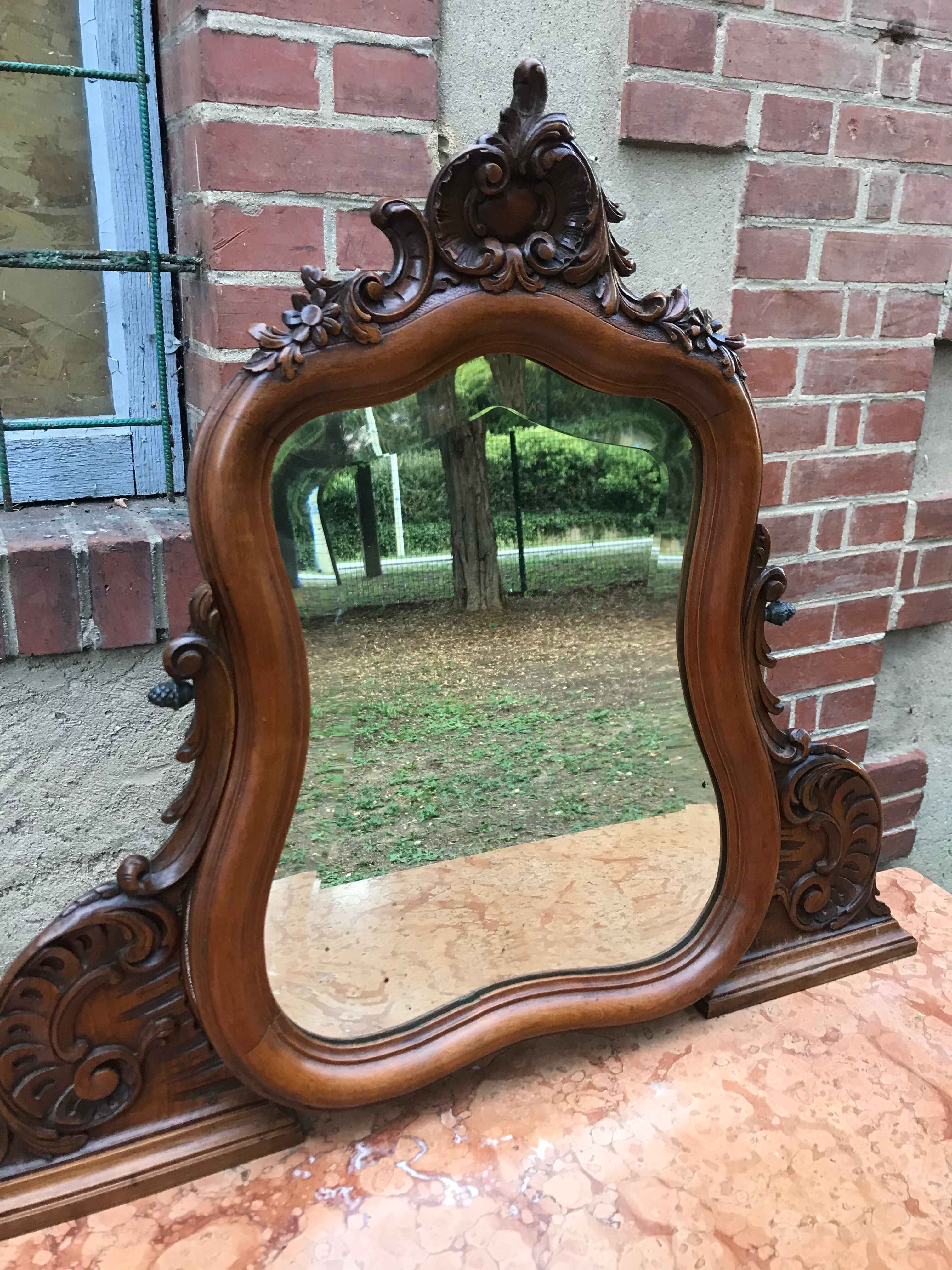Coiffeuse rocaille Louis XV noyer 1900