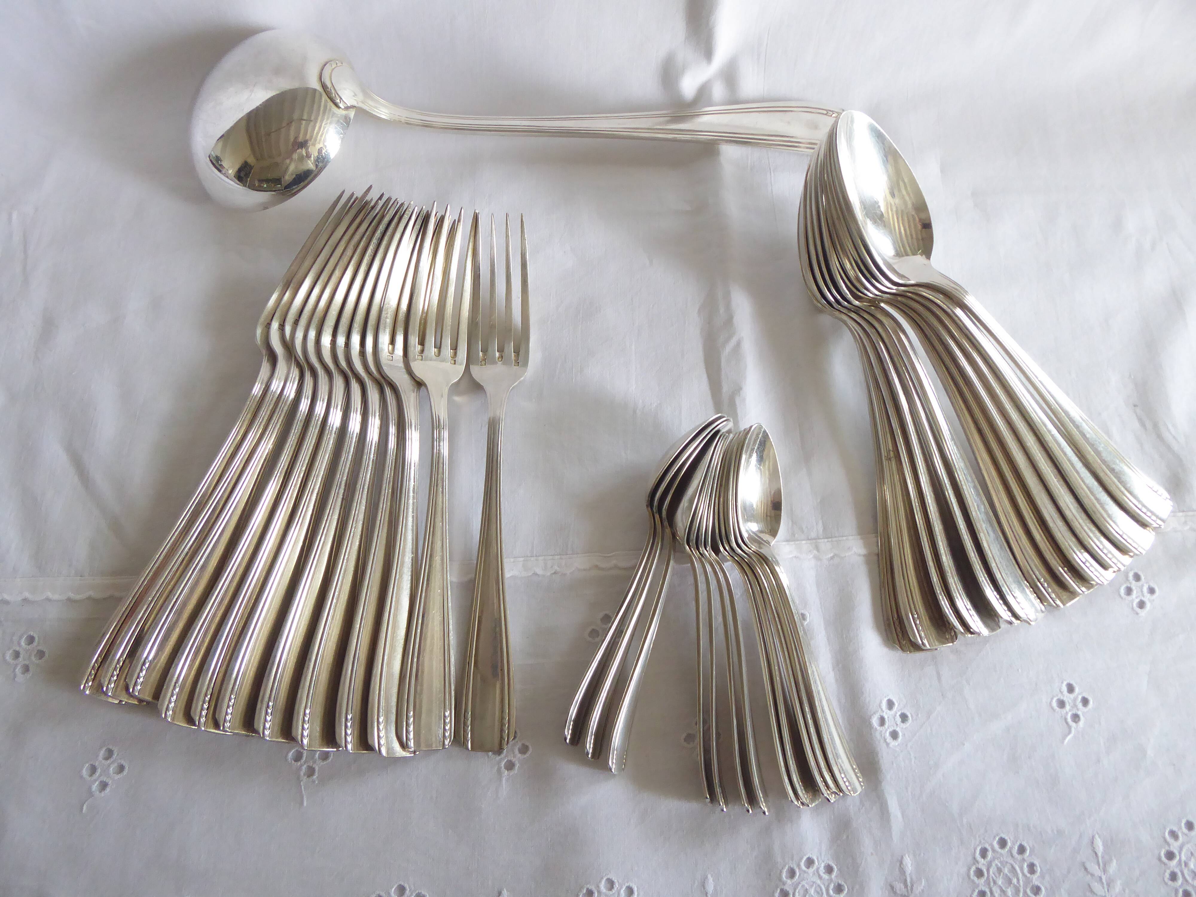 Orbrille JB silver metal cutlery set 37 pieces