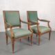 Pair of Louis XVI armchairs upholstered green velvet