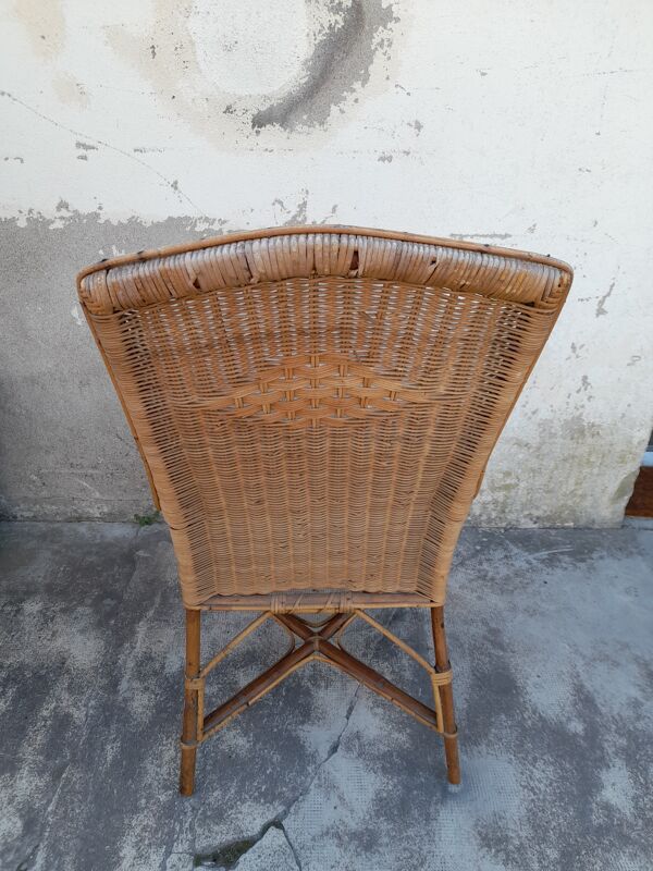 Fauteuil en osier ancien années 50
