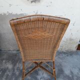 Fauteuil en osier ancien années 50