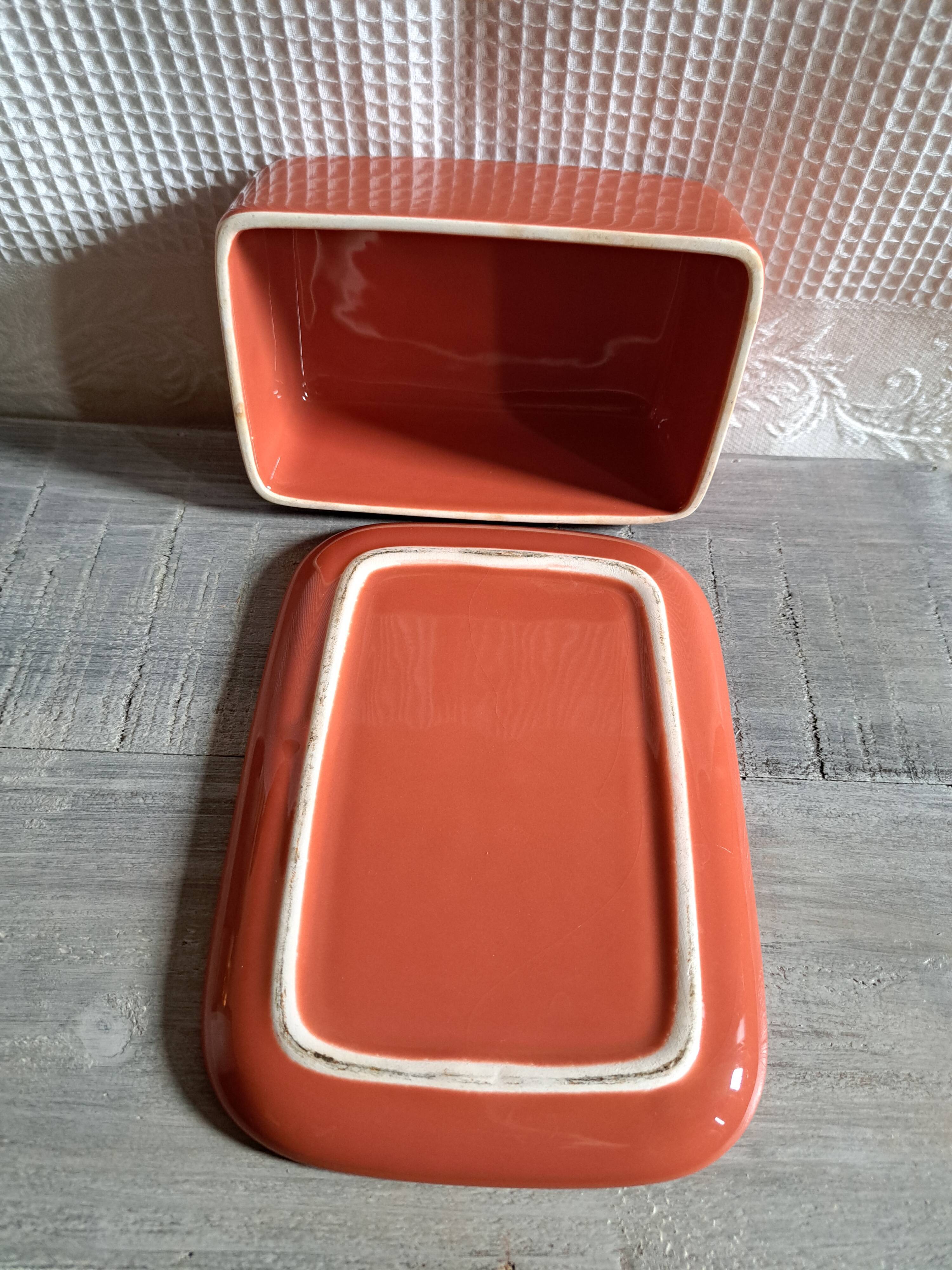 Terracotta ceramic butter dish