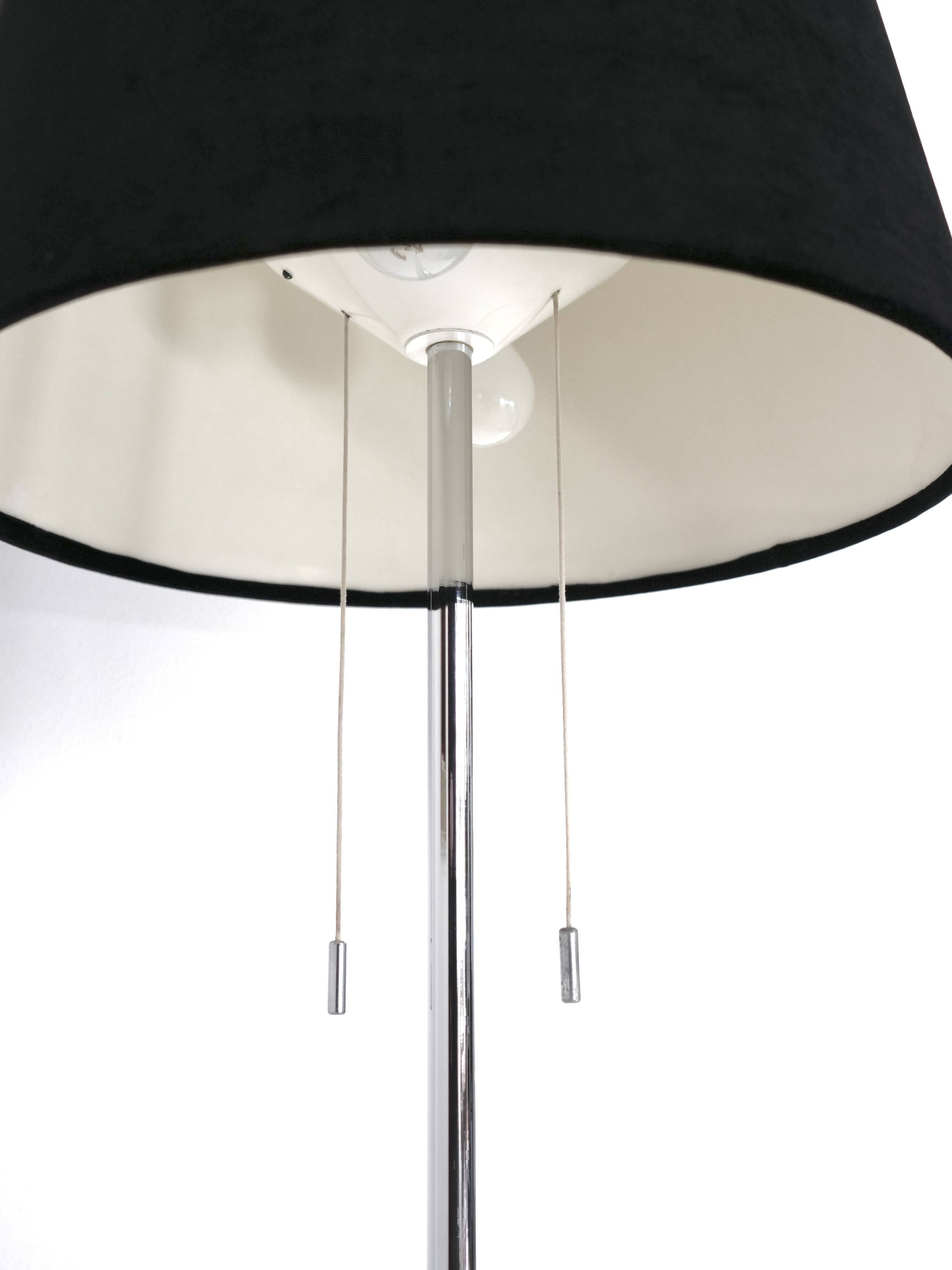 Chrome and black velvet Staff light floor lamp