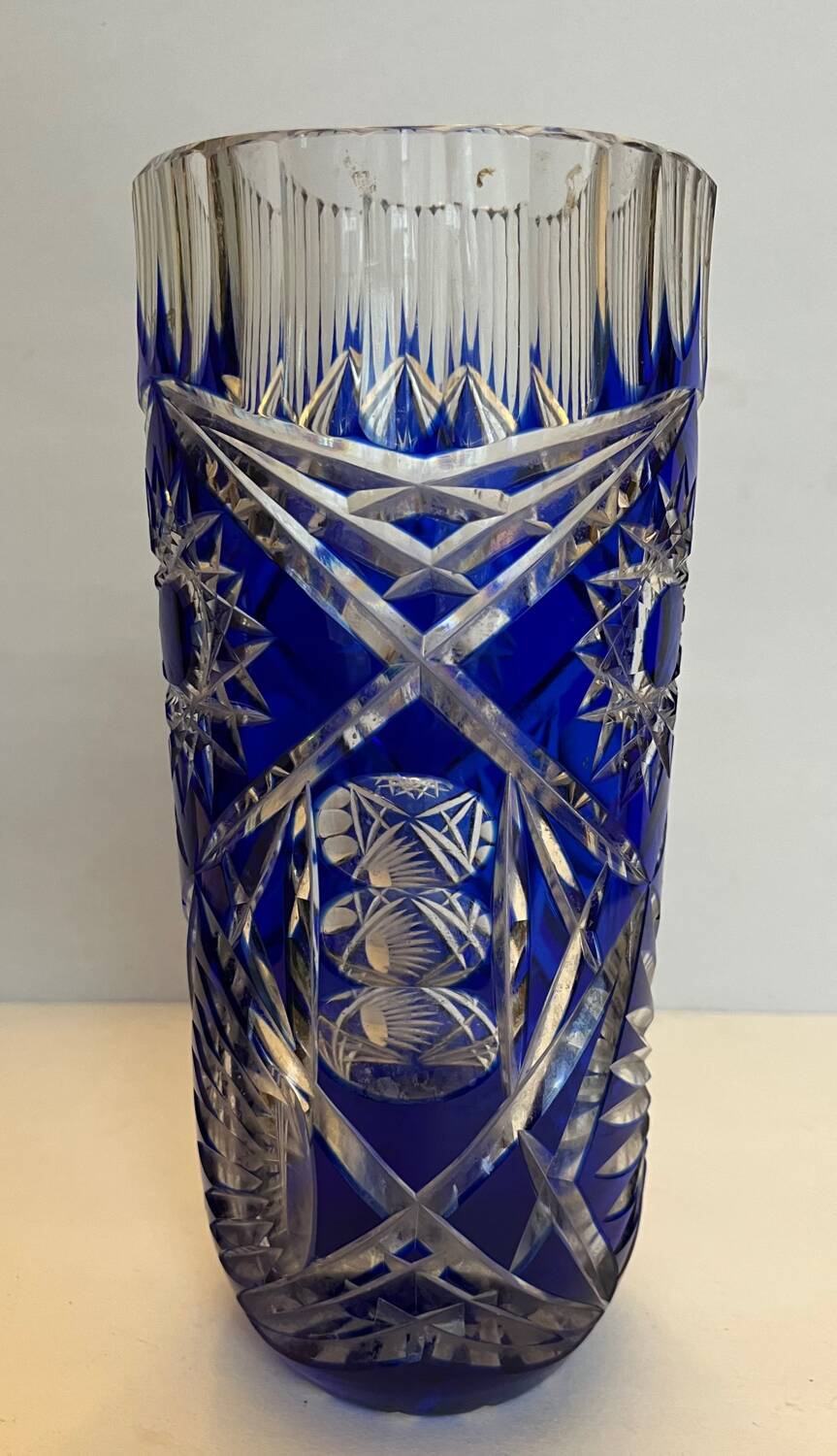 Bohemian cut glass vase