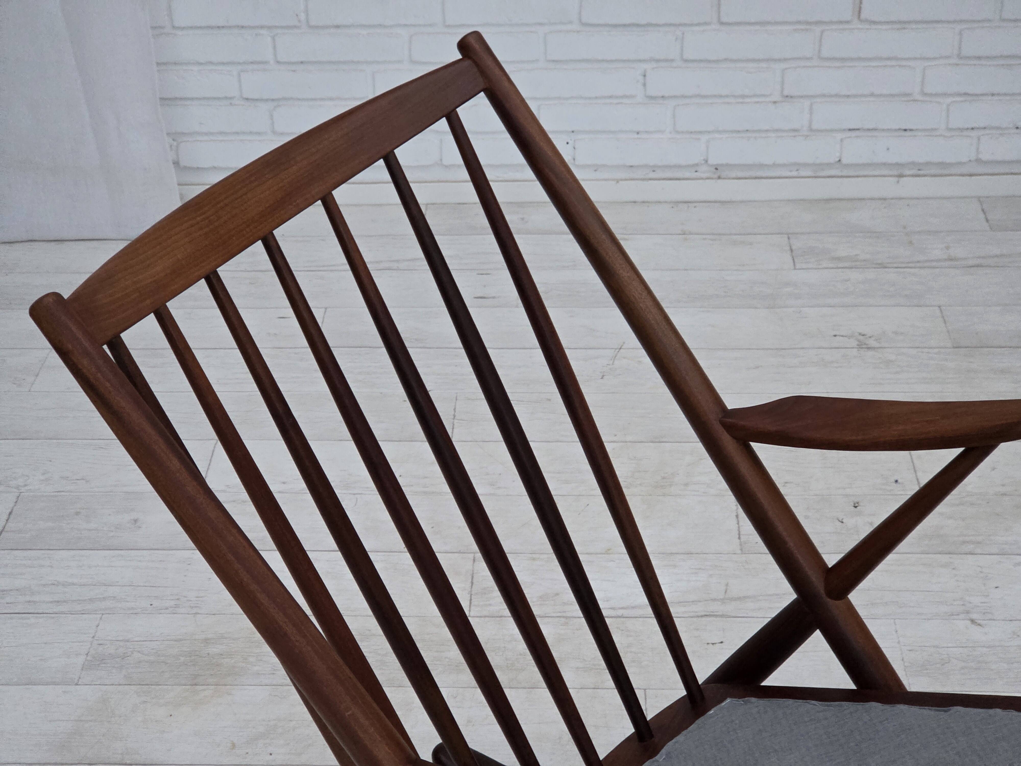 1960s, Danish rocking chair by Frank Reenskaug, model 182, sheepskin.