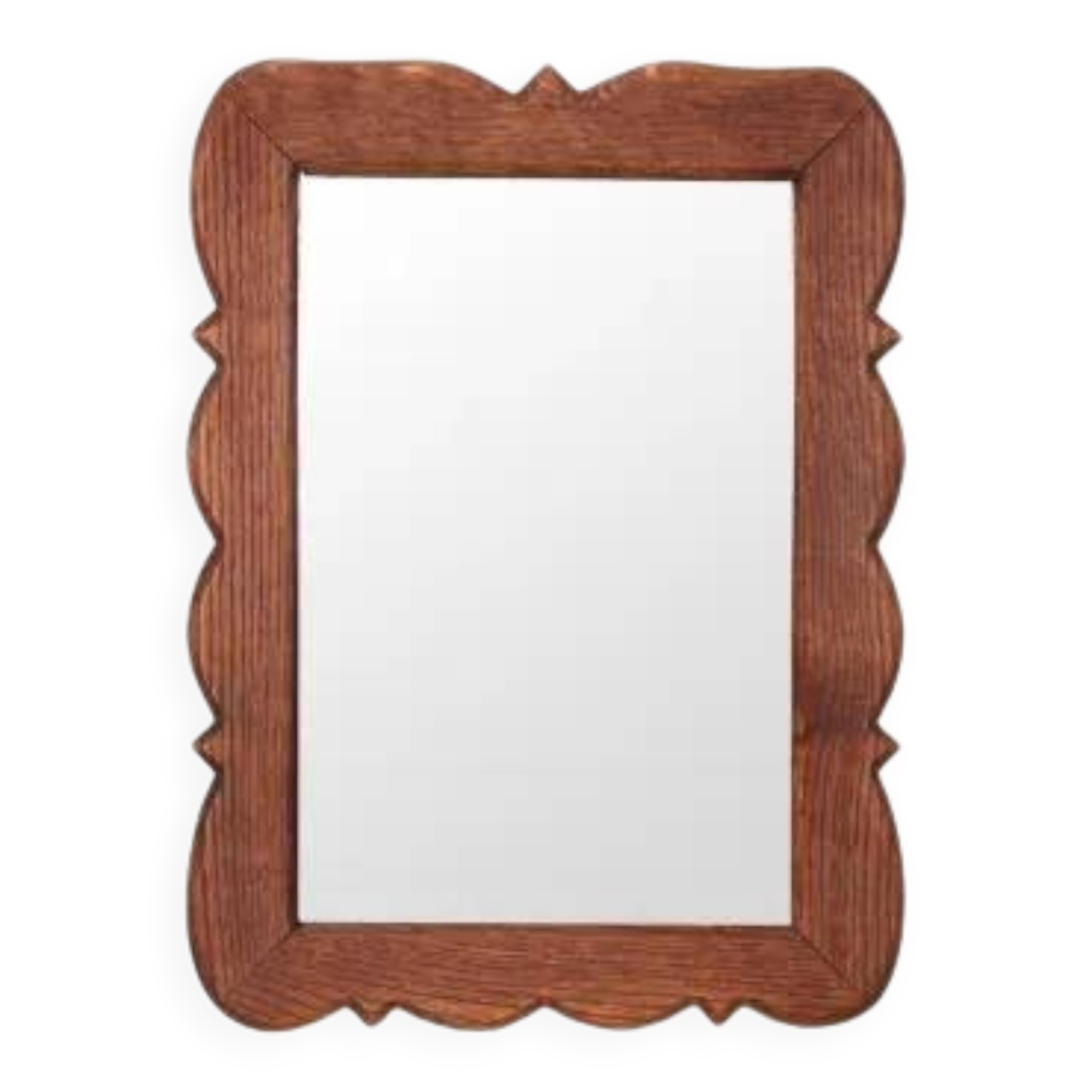 Solid oak mirror with scalloped edge