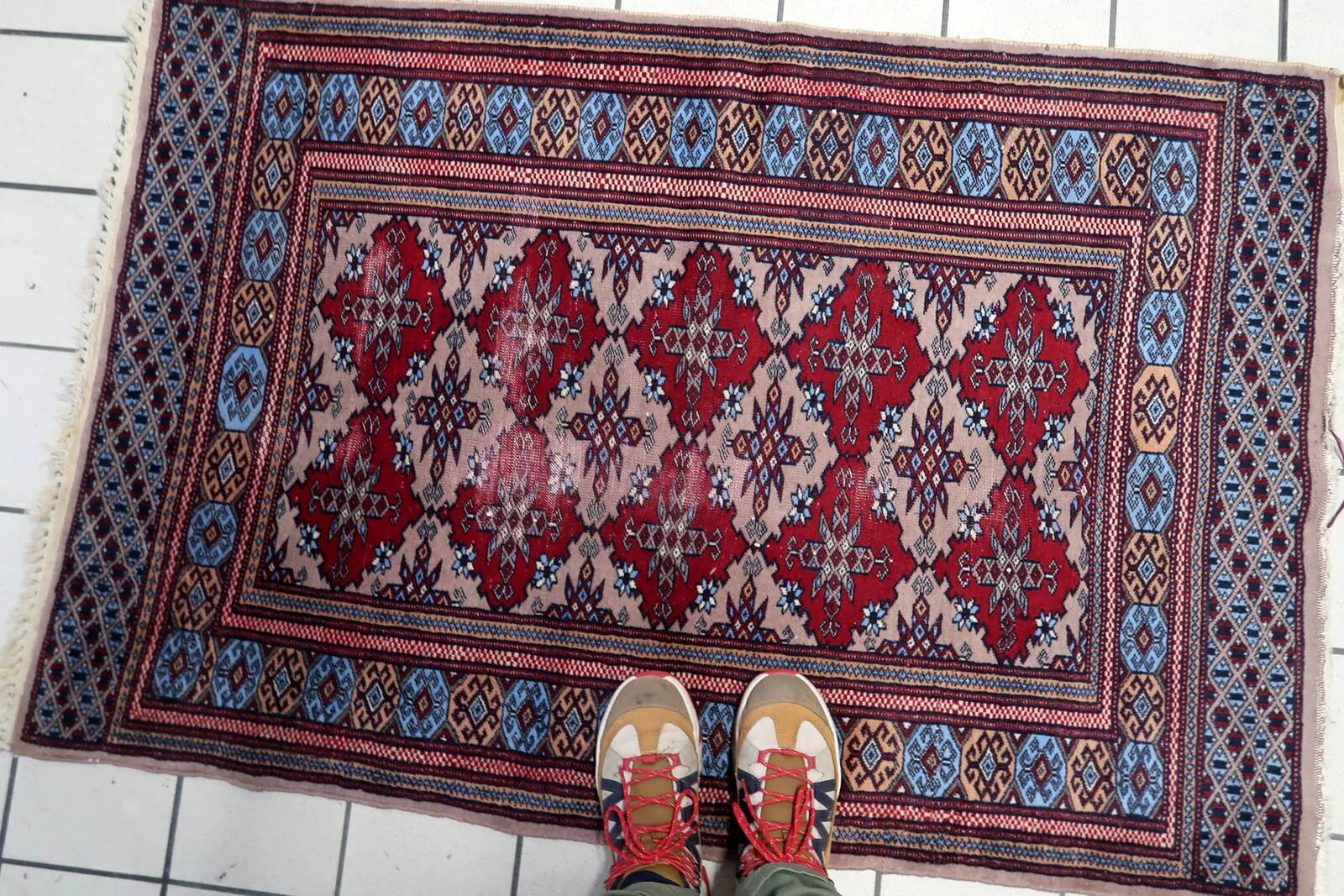 Antique Uzbek Bukhara handmade rug 94cm x 125cm (1920s)