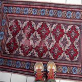 Antique Uzbek Bukhara handmade rug 94cm x 125cm (1920s)