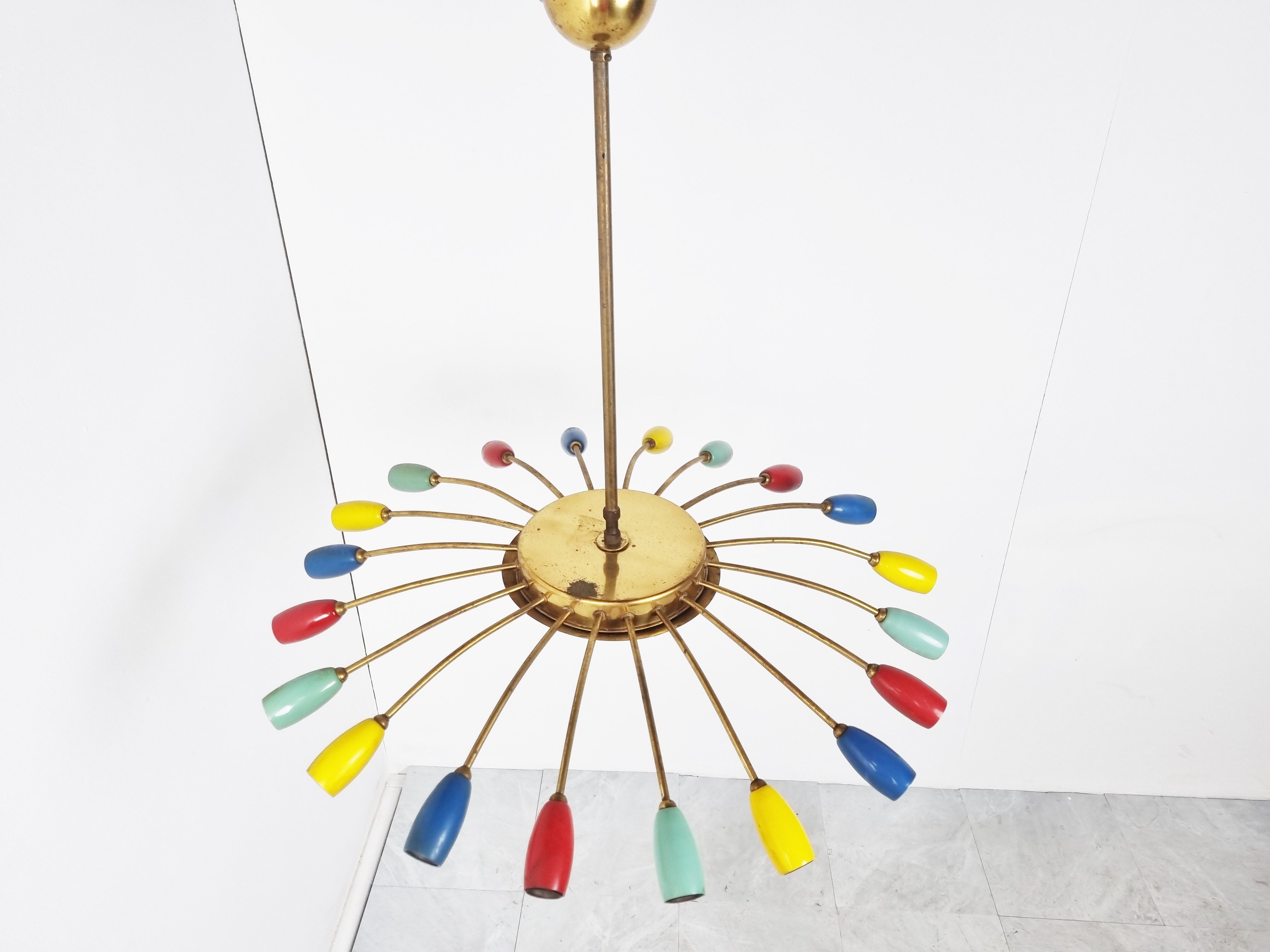XL brass spider chandelier, 1950s