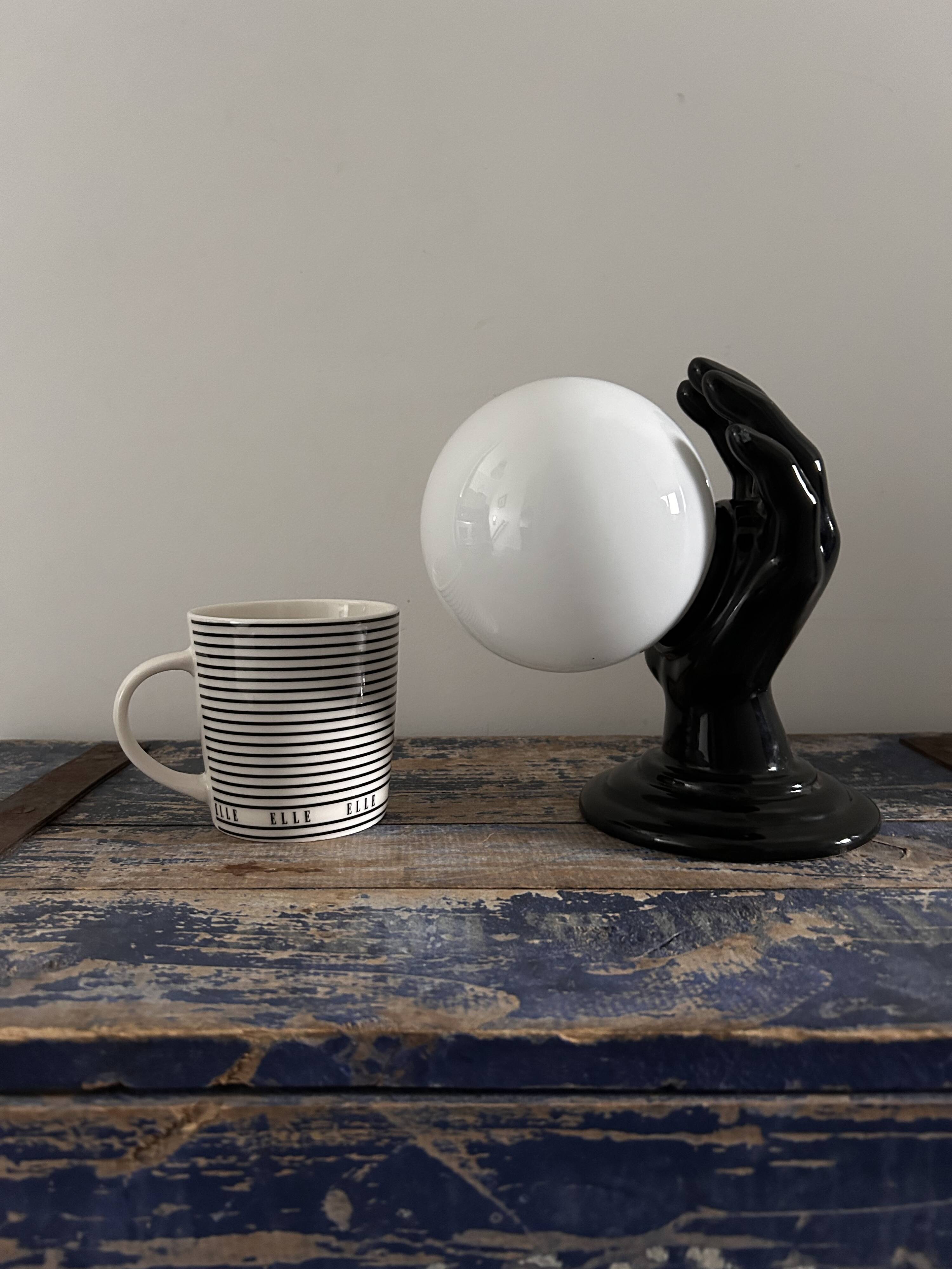 Handmade wall light in black and opaline ceramic