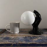 Handmade wall light in black and opaline ceramic