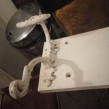 Coat rack with 4 old wrought iron and wooden hooks