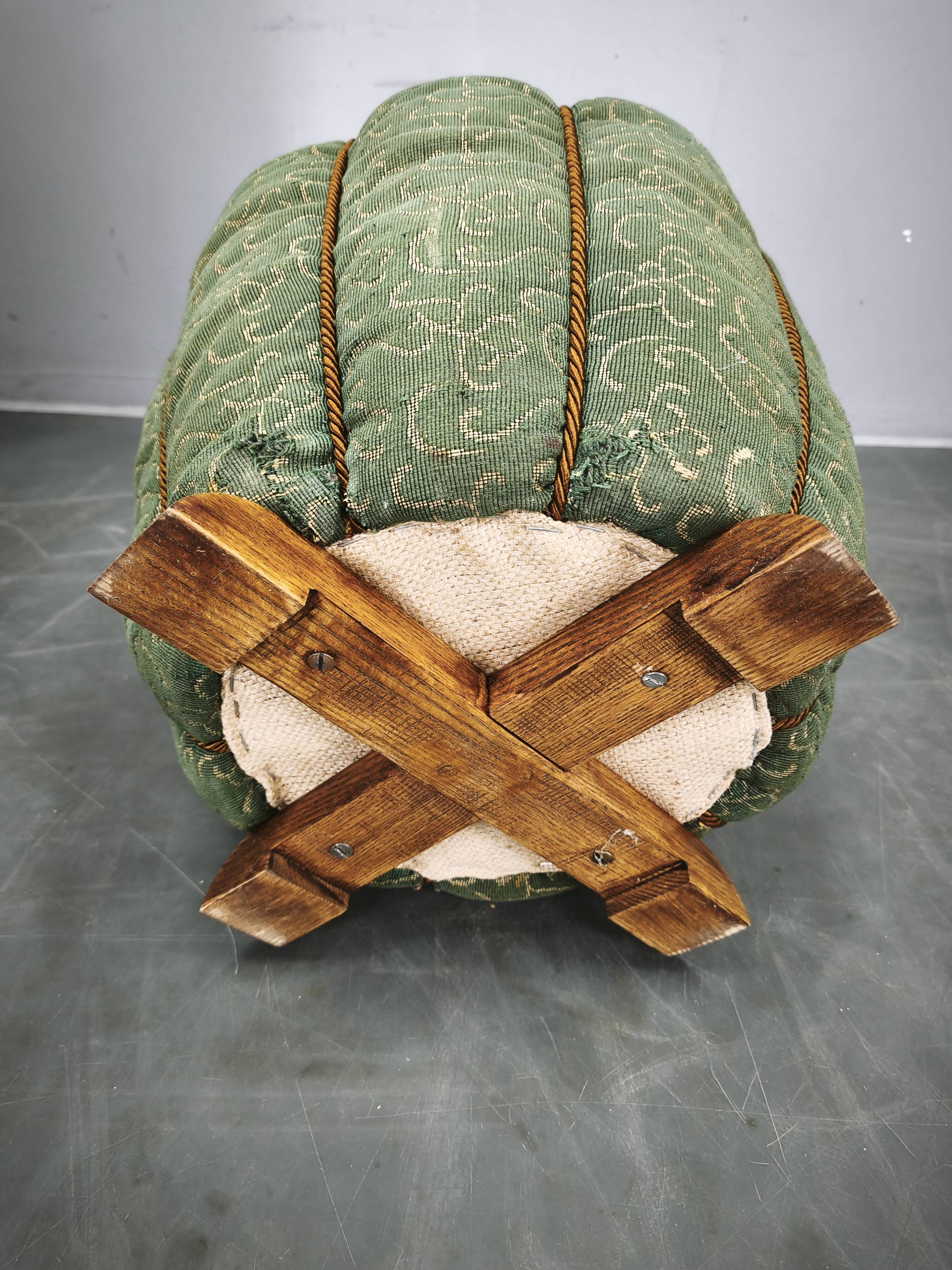 1930s Jindřich Halabala Art Deco Upholstered Ottoman Tabouret