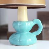Blue ceramic lamp in the shape of a candle holder, 1960s