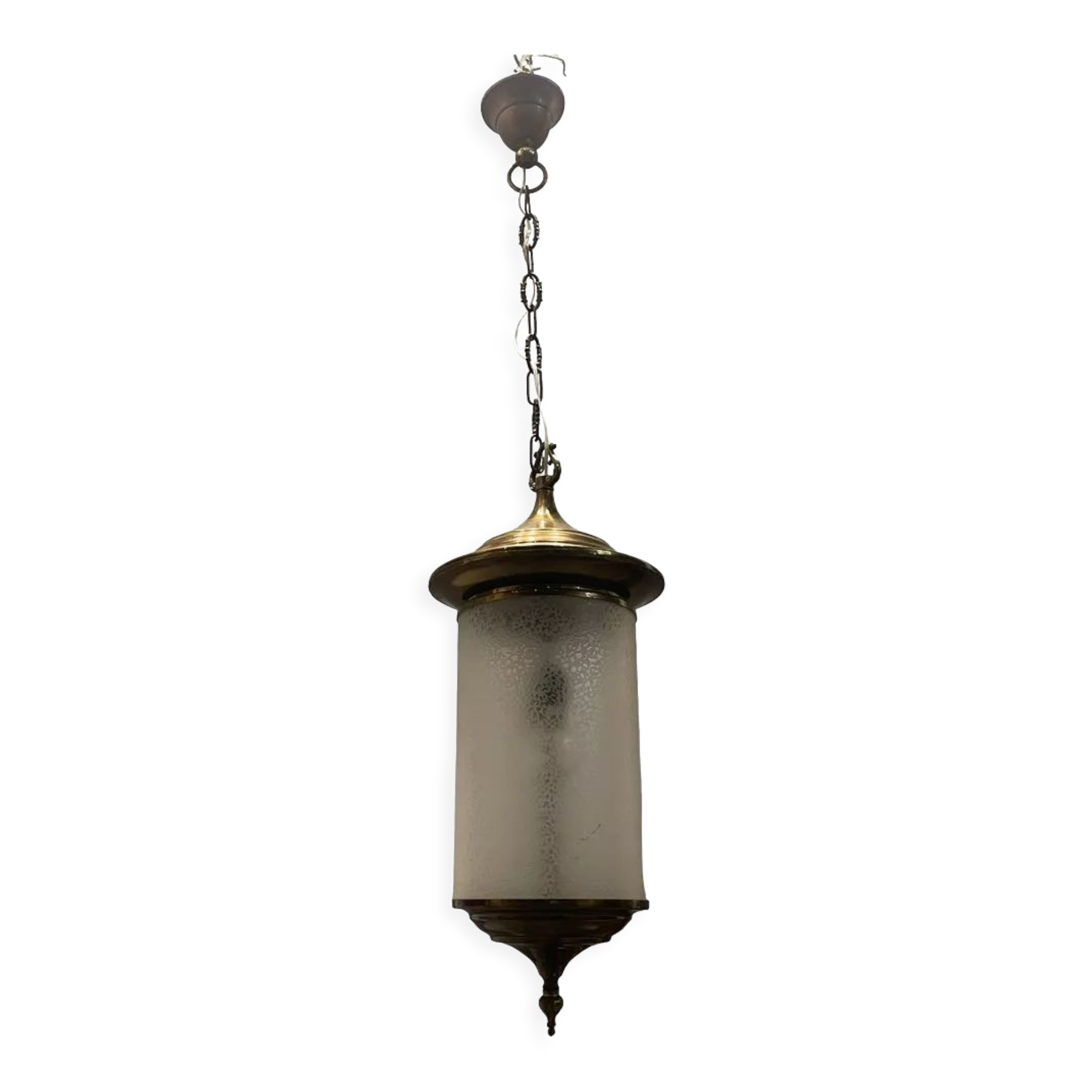 Vintage Glass Light Pendant in Bronze, 1960s