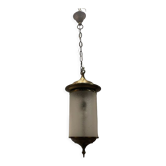 Pendentif lumière en verre vintage en bronze années 1960