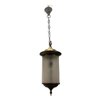 Vintage Glass Light Pendant in Bronze, 1960s