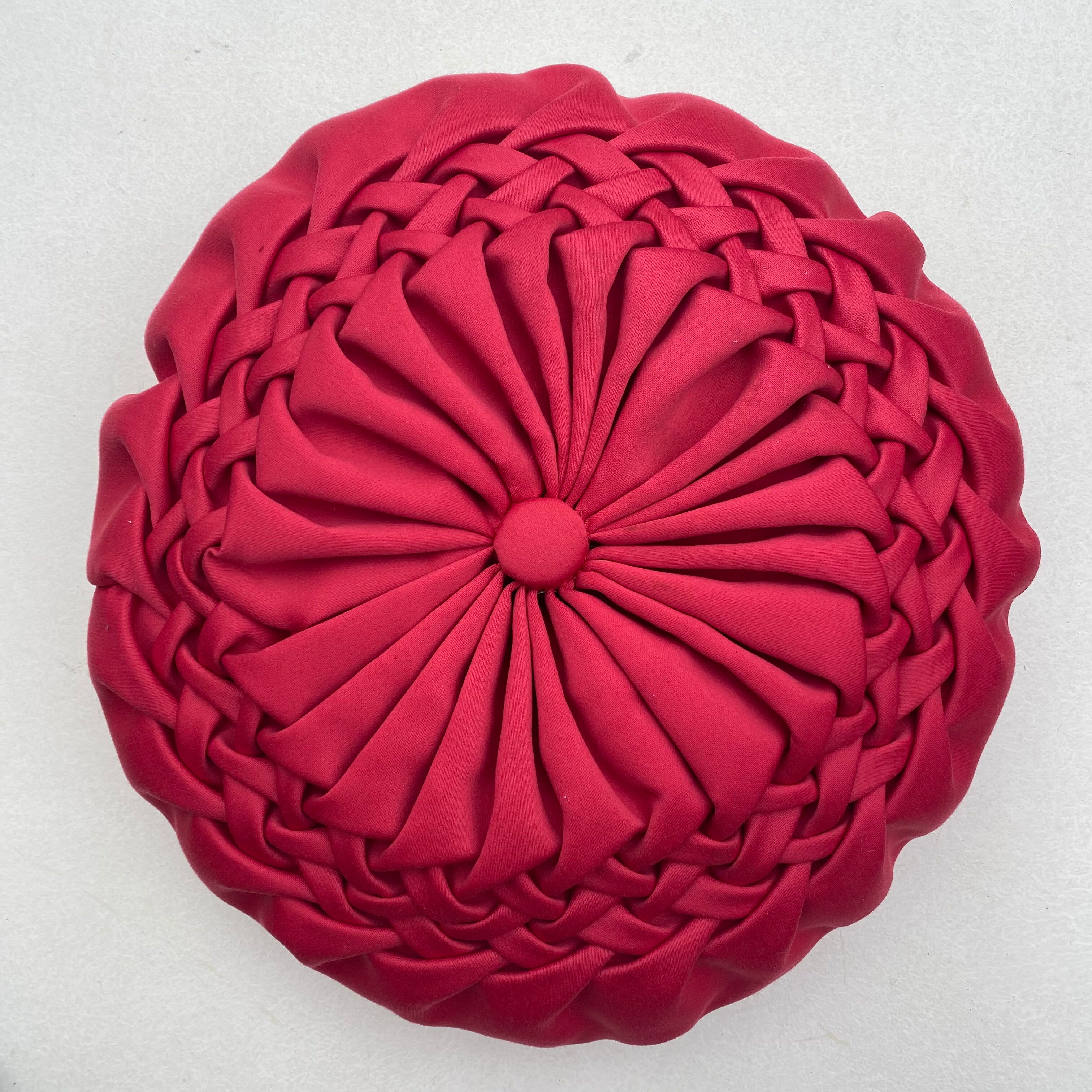 Coussin rond vintage plissé satiné