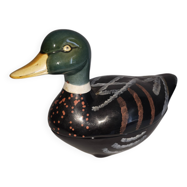Terrine Canard Colvert en faïence – Michel Caugant – Vintage