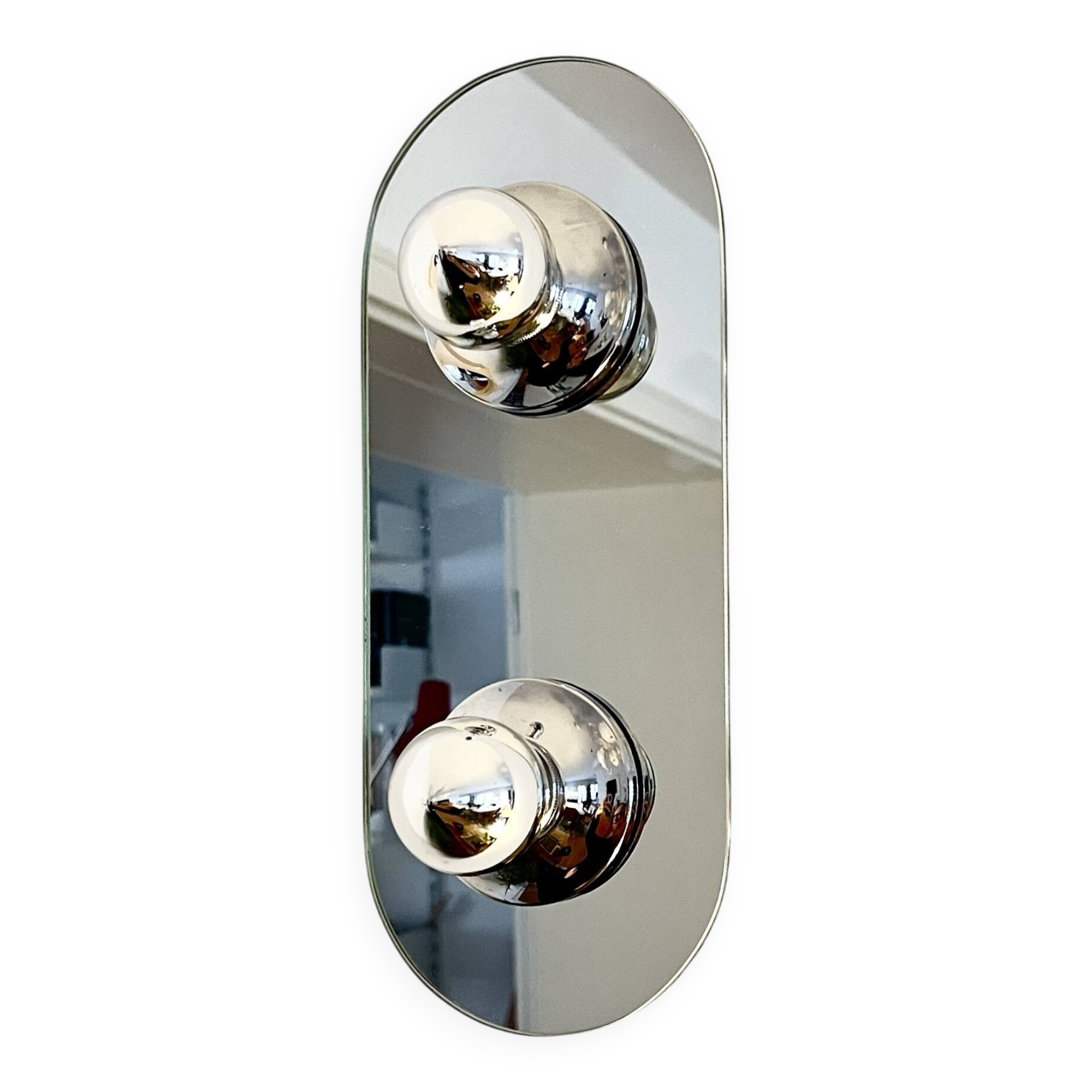 Vintage eglo wall lamp, mirrored glass & metal sconce, germany, 1980s