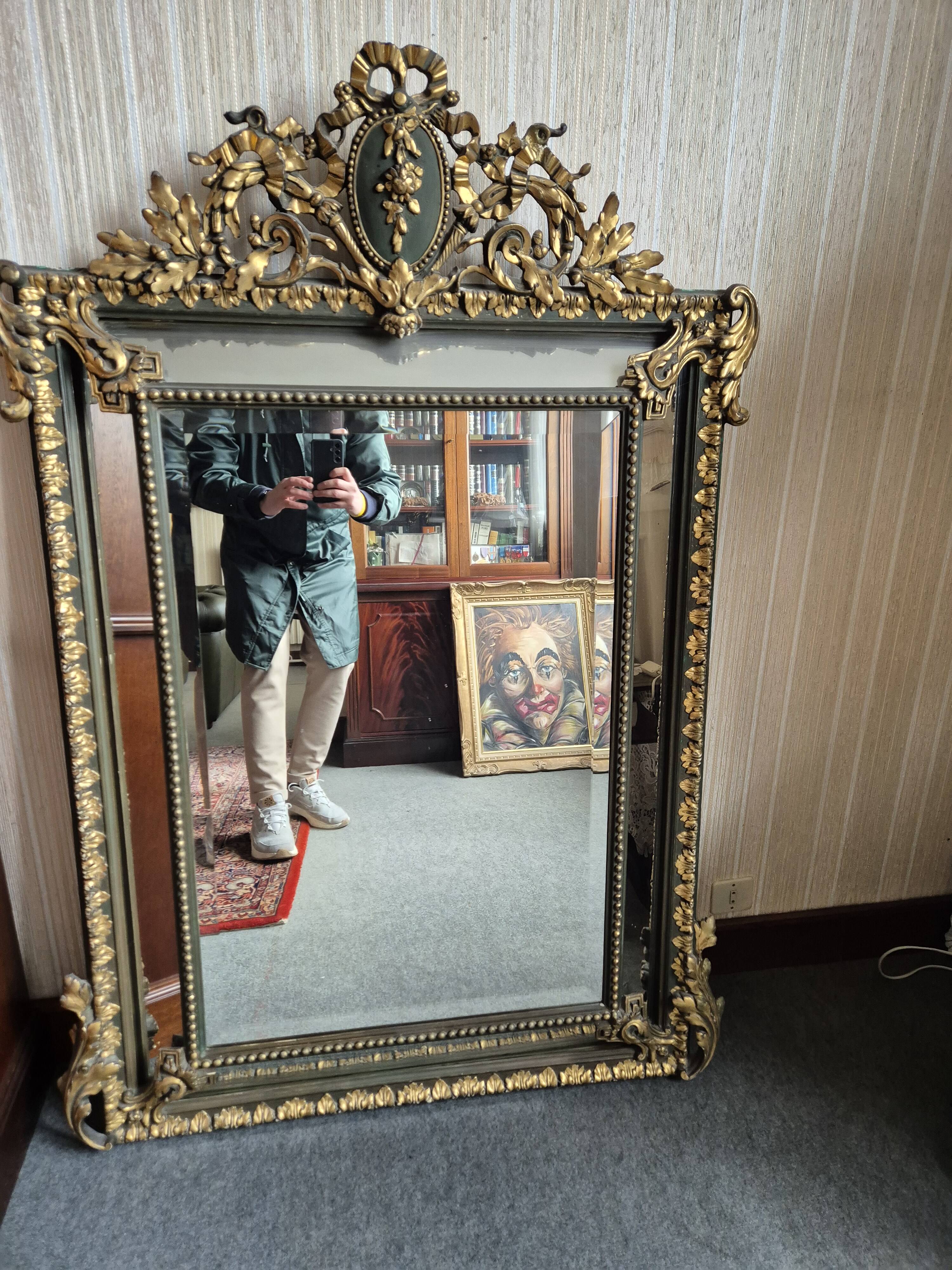 Trumeau mirror - marble, gilded, oak