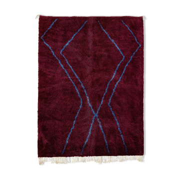 Tapis marocain moderne rouge foncé
