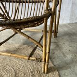 Large vintage rattan armchair