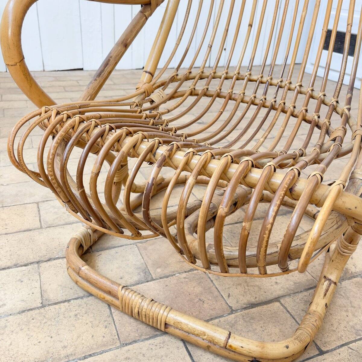 Ensemble de chaises en bambou attribuées à Tito Agnoli, 1960
