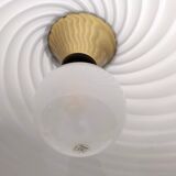 Suspension réglable en verre de Murano blanc et laiton brossé par VeArt
