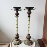 Wooden palm lamp bases or candle holders