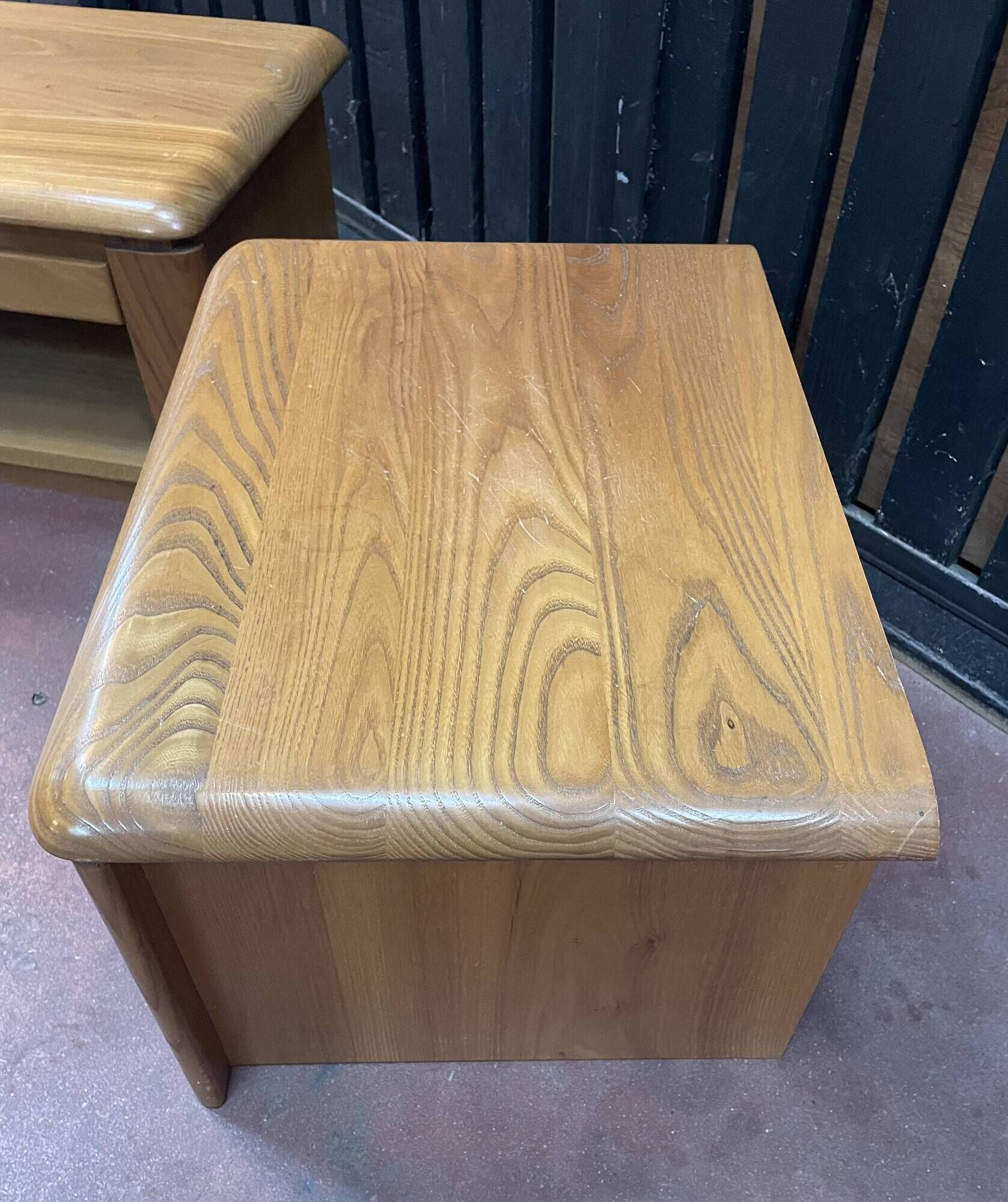 Pair of solid elm bedside tables from the 1970s.