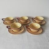 Set of 5 cups with saucers