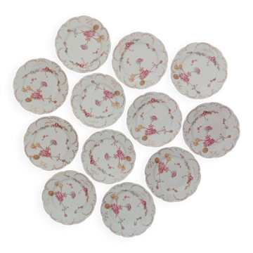 Limoges porcelain Haviland France 12 flat plates 'Roses de France'