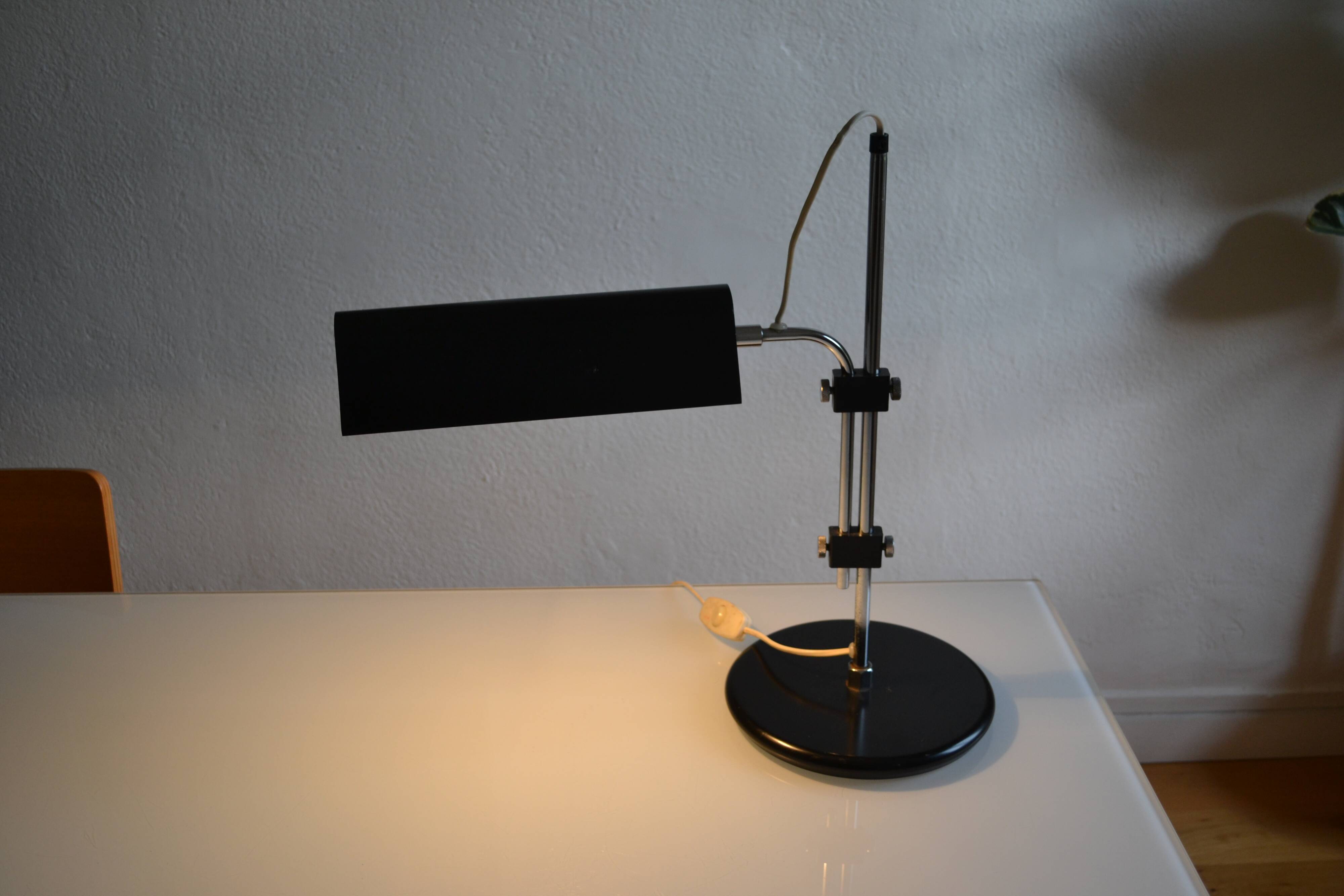 Vintage black modernist table lamp 50 1950 Bauhaus