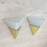 Set of 2 Limburg Glashütte brass and glass wall lamps sconce , 1970s